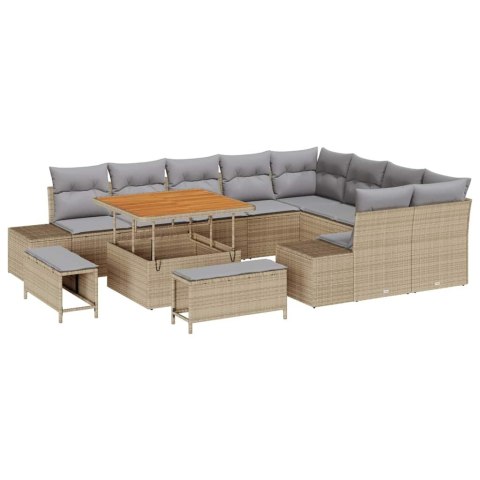 VidaXL Zestaw Sof na Ogród z poduszką 12 pcs Beżowy i jasnoszary