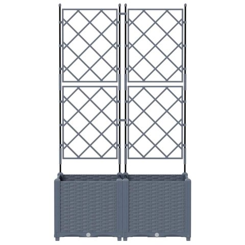 DONICA OGRODOWA Z TRELLEM 2 SZT. JASNOSZARY 80X40X143CM PP