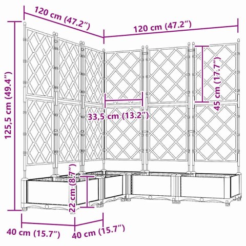 DONICA OGRODOWA Z TRELLEM 5 PCS BIAŁY 120X 120X 125.5CM PP