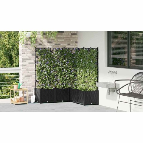 DONICA OGRODOWA Z TRELLEM 5 SZT. CZARNY 120X120X143CM PP