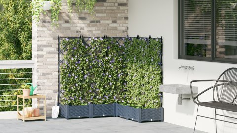 DONICA OGRODOWA Z TRELLEM 5 SZT. SZARY 120X120X125.5CM PP