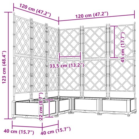 DONICA OGRODOWA Z TRELLEM 5 SZT. SZARY 120X120X125.5CM PP