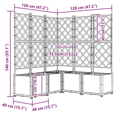 DONICA OGRODOWA Z TRELLEM 5 SZT. SZARY 120X120X143CM PP