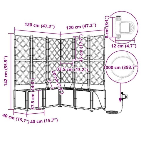 DONICE OGRODOWE CZARNY 120X120X142CM STAL