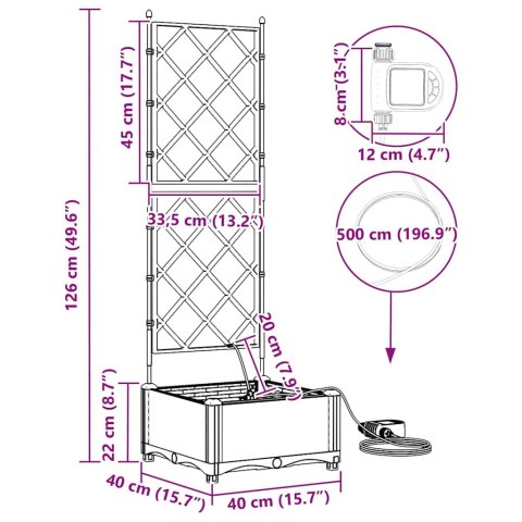 DONICE OGRODOWE CZARNY 40X 40X 126CM STAL
