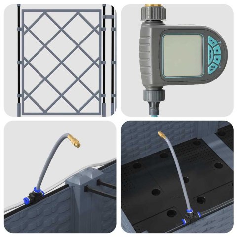 DONICE OGRODOWE JASNOSZARY 120X40X126CM STAL