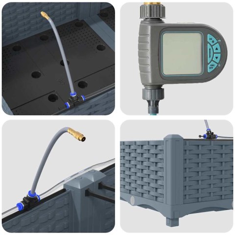 DONICE OGRODOWE JASNOSZARY 160X40X22CM STAL