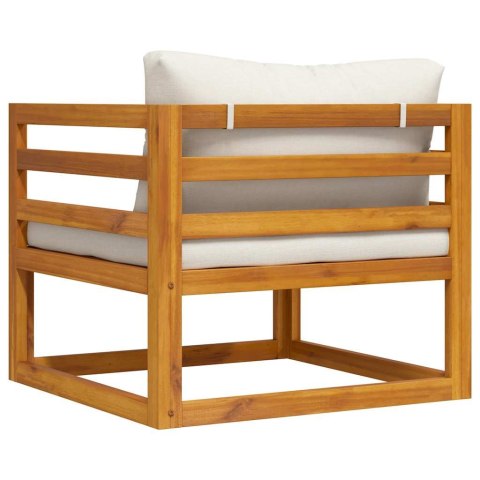 KRZESŁO OGRODOWE Z KREMOWYMI PODUSZKAMI LITE DREWNO AKACJOWE