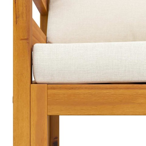 KRZESŁO OGRODOWE Z KREMOWYMI PODUSZKAMI LITE DREWNO AKACJOWE