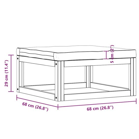 PODNÓŻEK Z CIEMNOSZARĄ PODUSZKĄ DREWNO AKACJOWE