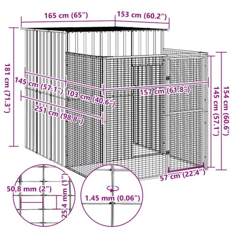 BUDA DLA PSA Z WYBIEGIEM ANTRACYTOWA 165X251X181CM STAL