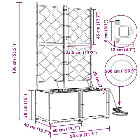 DONICE OGRODOWE SZARY 80X40X142CM STAL