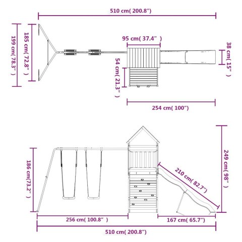 VidaXL Plac zabaw do ogrodu, lite drewno sosnowe
