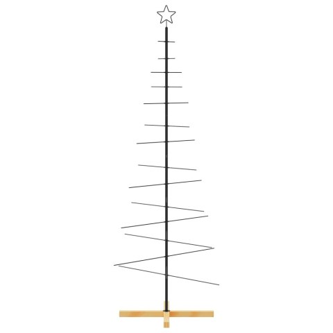 VidaXL Metalowa choinka z drewnianą podstawą, czarna, 180 cm