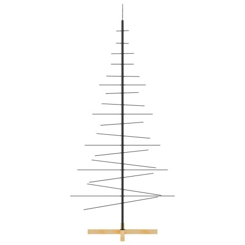 VidaXL Metalowa choinka z drewnianą podstawą, czarna, 180 cm