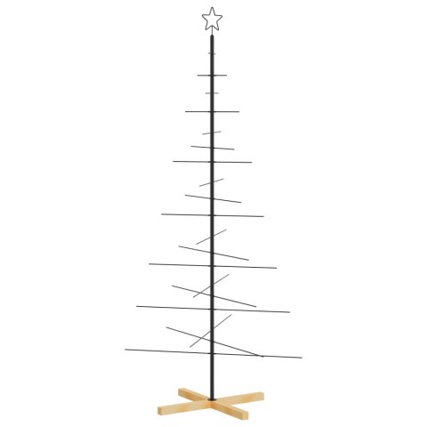 VidaXL Metalowa choinka z drewnianą podstawą, czarna, 180 cm