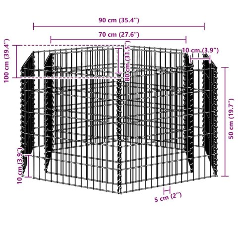 PODWYŻSZONA DONICA GABIONOWA SZEŚCIOKĄTA 100X90X50CM