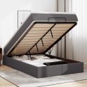 VidaXL Rama łóżka otomana z materacem, szara, 120x200 cm, ekoskóra