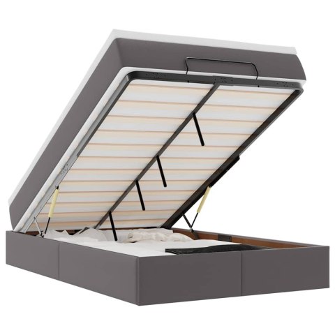 VidaXL Rama łóżka otomana z materacem, szara, 120x200 cm, ekoskóra