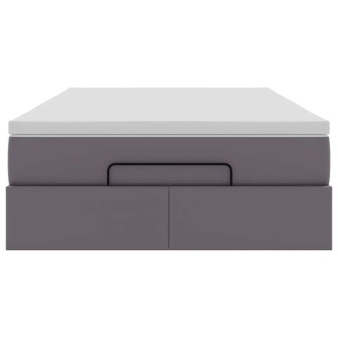 VidaXL Rama łóżka otomana z materacem, szara, 120x200 cm, ekoskóra