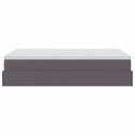 VidaXL Rama łóżka otomana z materacem, szara, 120x200 cm, ekoskóra
