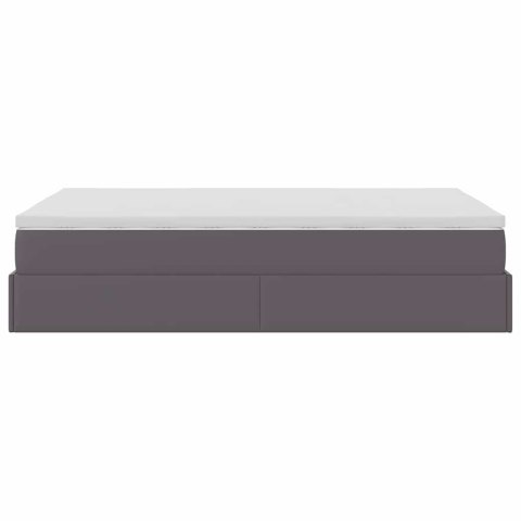 VidaXL Rama łóżka otomana z materacem, szara, 120x200 cm, ekoskóra