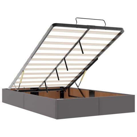 VidaXL Rama łóżka otomana z materacem, szara, 120x200 cm, ekoskóra