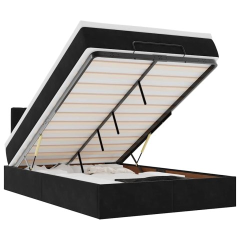 VidaXL Łóżko otomana z materacem, czarna, 120x190 cm, aksamit