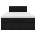 VidaXL Łóżko otomana z materacem, czarna, 120x190 cm, aksamit