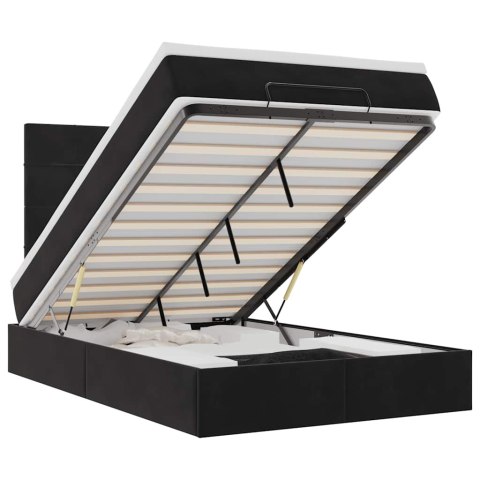 VidaXL Rama łóżka otomana z materacami, czarna, 120x190 cm, aksamit