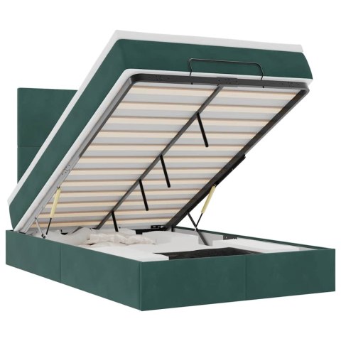 VidaXL Rama łóżka otomana z materacami, zielona, 120x190 cm, aksamit