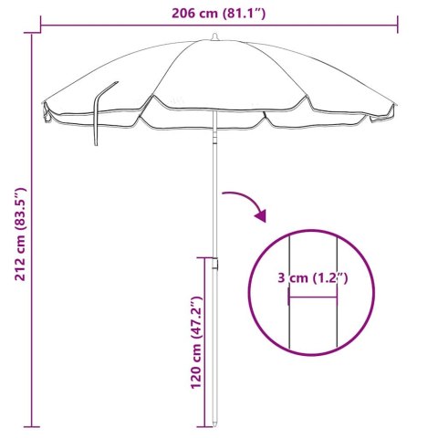 VidaXL Parasol plażowy Zielony 206 x 206 x 212 cm Poliester i Metal