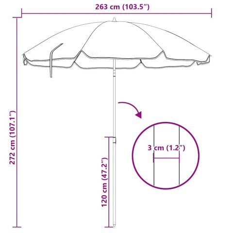 VidaXL Parasol plażowy Zielony 263 x 263 x 272 cm Poliester i Metal
