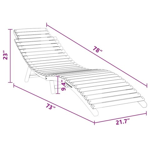 LEŻAK BRĄZOWY 184X 55X 59CM LITE DREWNO TEAKOWE