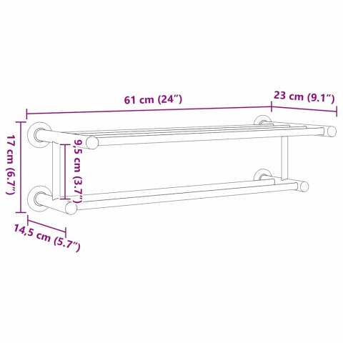 WIESZAK NA RĘCZNIKI CZARNY 61X23X17CM STAL NIERDZEWNA