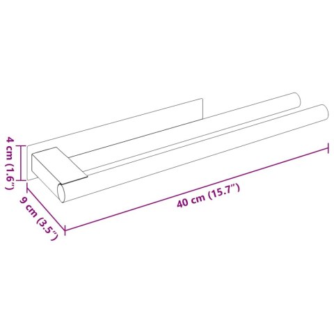 WIESZAK NA RĘCZNIKI SREBRNY 40X9X4CM STAL NIERDZEWNA