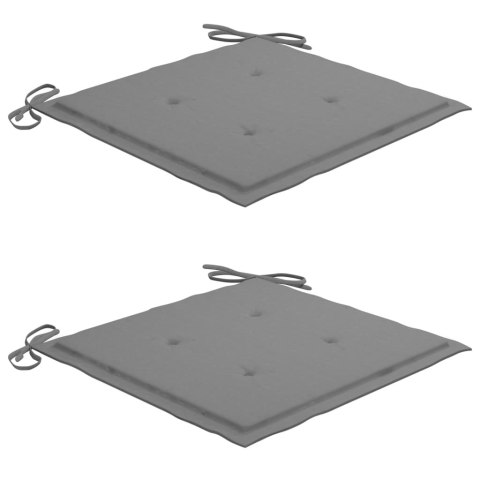 KRZESŁA OGRODOWE Z SZARYMI PODUSZKAMI 2 SZT. DREWNO TEKOWE