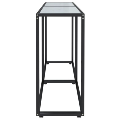 KONSOLA BIAŁY MARMUR 140X35X75,5CM SZKŁO HARTOWANE