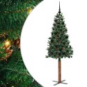 VidaXL Szczupła Choinka Zielony 180 cm PVC i lite drewno sosnowe