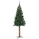 VidaXL Szczupła Choinka Zielony 180 cm PVC i lite drewno sosnowe