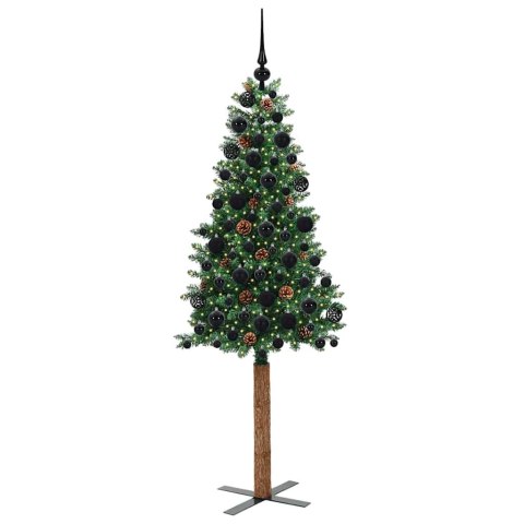 VidaXL Szczupła Choinka Zielony 180 cm PVC i lite drewno sosnowe