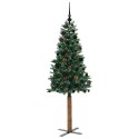 VidaXL Szczupła Choinka Zielony 180 cm PVC i lite drewno sosnowe