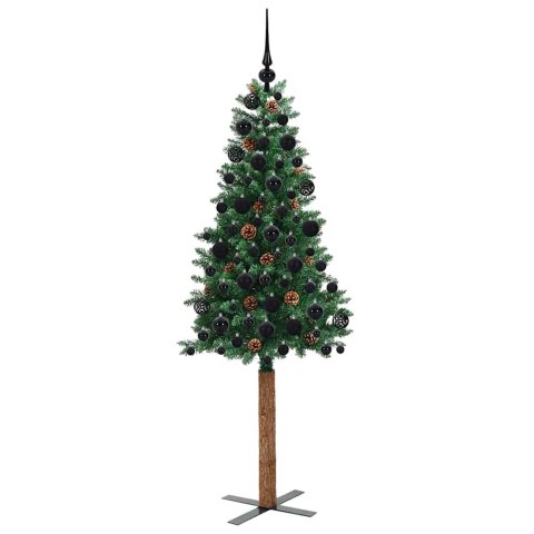 VidaXL Szczupła Choinka Zielony 180 cm PVC i lite drewno sosnowe