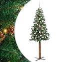 VidaXL Szczupła Choinka Zielony 180 cm PVC i lite drewno sosnowe