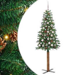 VidaXL Szczupła Choinka Zielony 180 cm PVC i lite drewno sosnowe