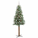 VidaXL Szczupła Choinka Zielony 180 cm PVC i lite drewno sosnowe
