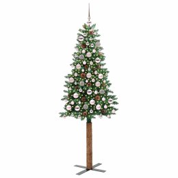 VidaXL Szczupła Choinka Zielony 180 cm PVC i lite drewno sosnowe