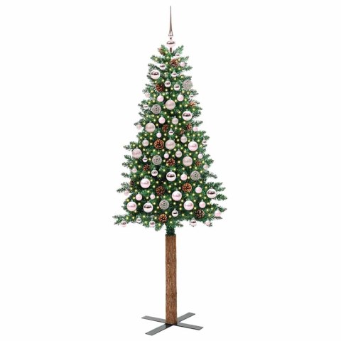 VidaXL Szczupła Choinka Zielony 180 cm PVC i lite drewno sosnowe