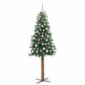 VidaXL Szczupła Choinka Zielony 180 cm PVC i lite drewno sosnowe