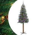 VidaXL Szczupła Choinka Zielony 180 cm PVC i lite drewno sosnowe